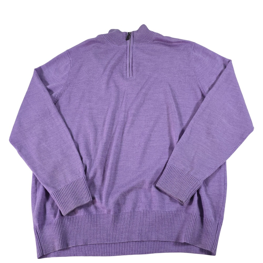 Tailorbyrd Collection Mens XL Purple 100% Wool Quarter Zip Mock Neck Sweater